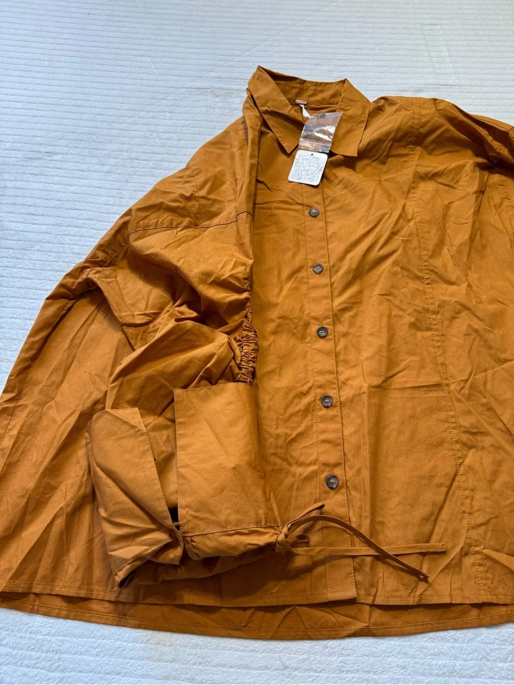 Free People Rust Orange Button-Up Blouse oversized